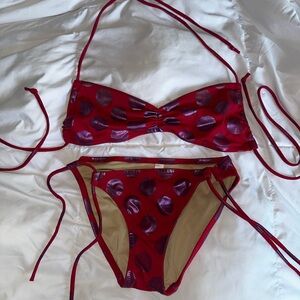 Victorias Secret Red and Purple Polka Dot Bikini Set